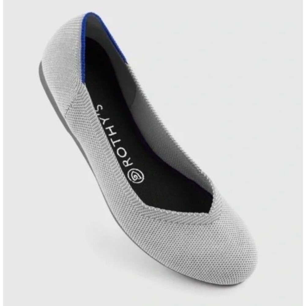 NIB Rothys The Daily Round Toe Flat RARE RETIRED COLOR-Size 7-Flax Birdseye Grey - Picture 3 of 11